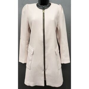 Women Blazer Jacket 10 Petal Pink Long Line Zip Pockets Preppy Casual Career